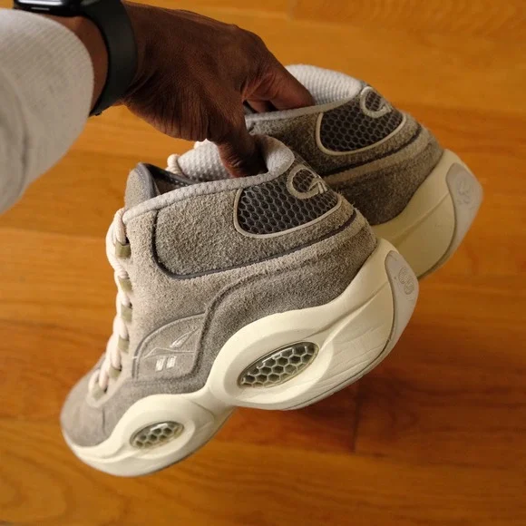 Reebok Question Mid Men's Suede Basketball Shoes Grey Size 10.5 Allen Iverson - Picture 4 of 7